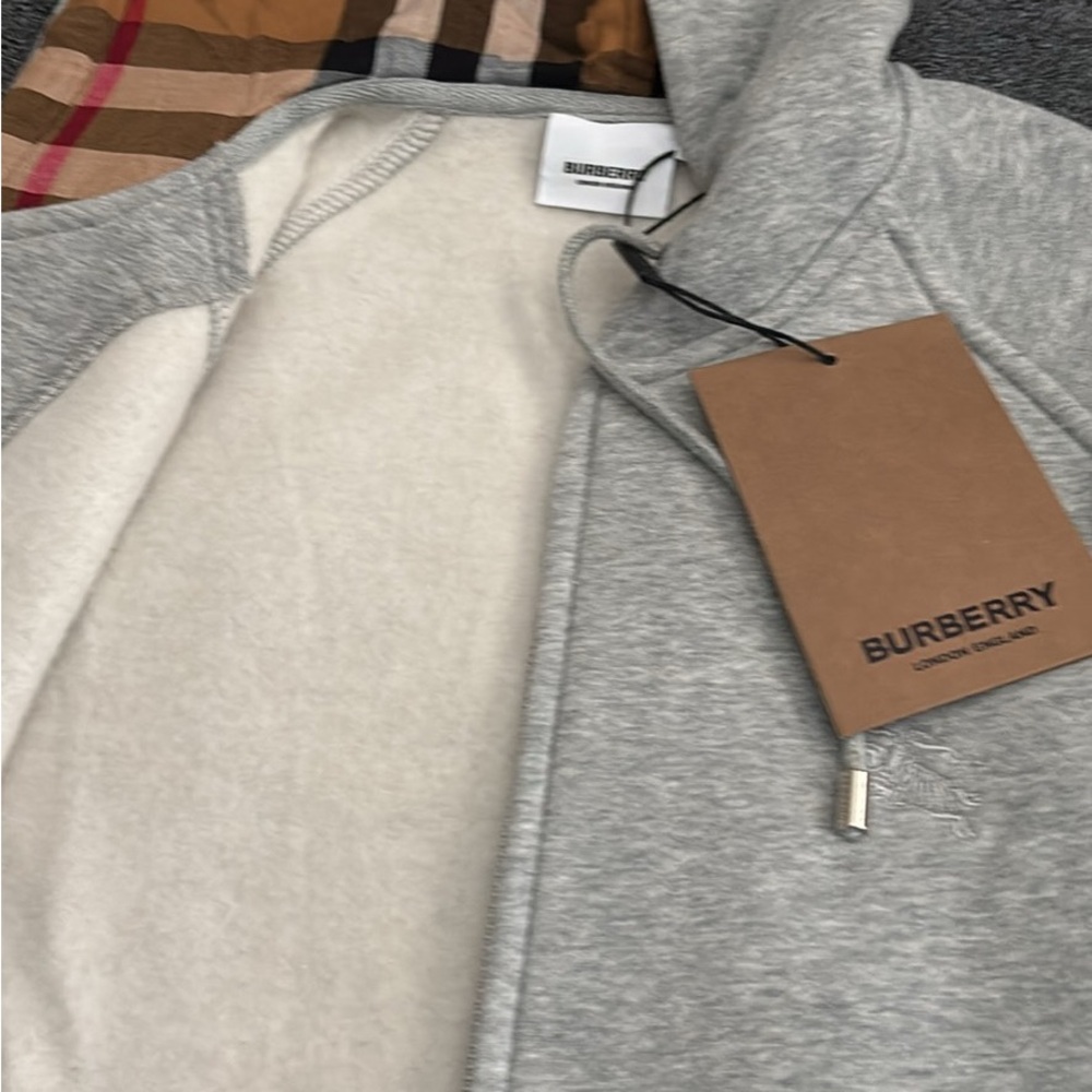 Burberry Light Gray Zip-Up Hoodie